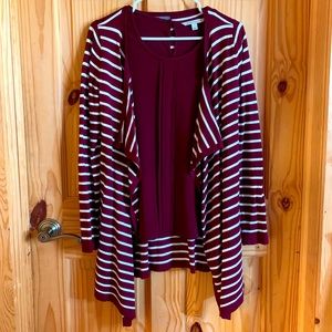 Market and Spruce Burgundy Striped sweater Set